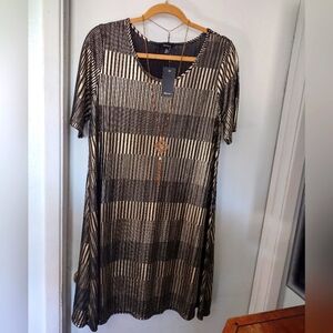 Woman's Expresso Gold & Black Shimmery Metallic Dress